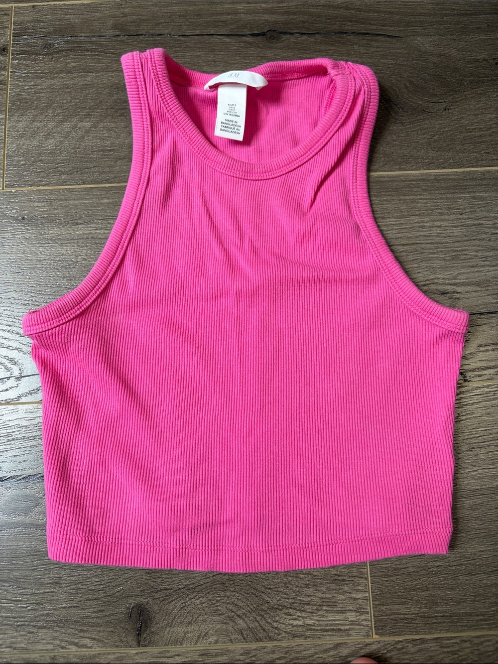 H&M Hot Pink Ribbed Tank Crop Top